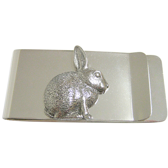 Hare Money Clip: Hand-painted Silver Enamel, Alice in  Textured Round Hare Rabbit Money Clip
